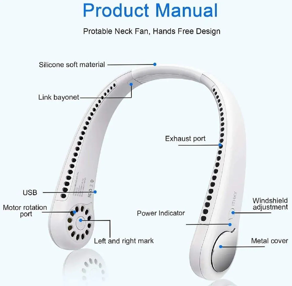 Bladeless Neck Fan – Hands-Free Portable Cooling