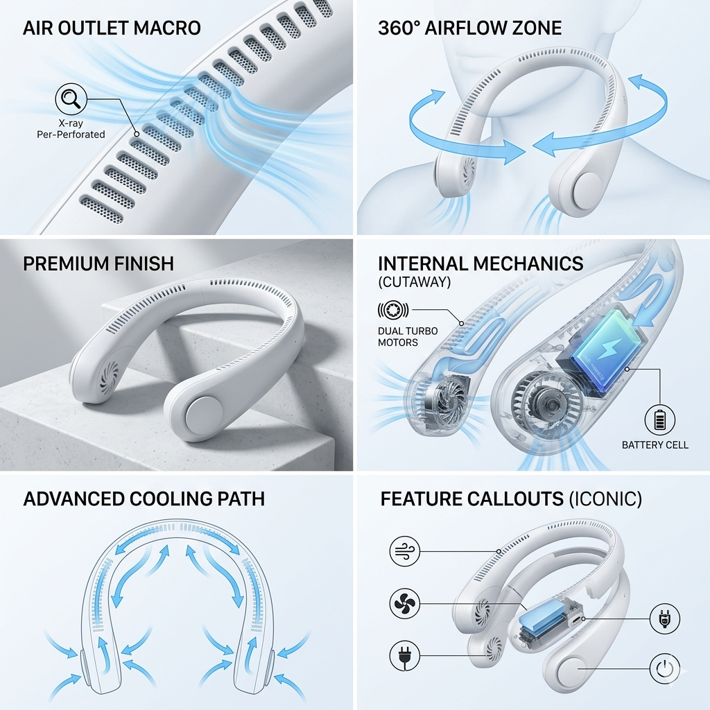 Bladeless Neck Fan – Hands-Free Portable Cooling